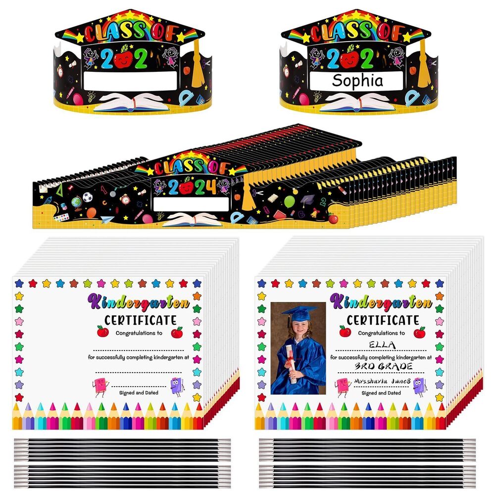 9315 24pcs Kindergarten Graduation Caps Adjustable with 36pcs Kindergarten